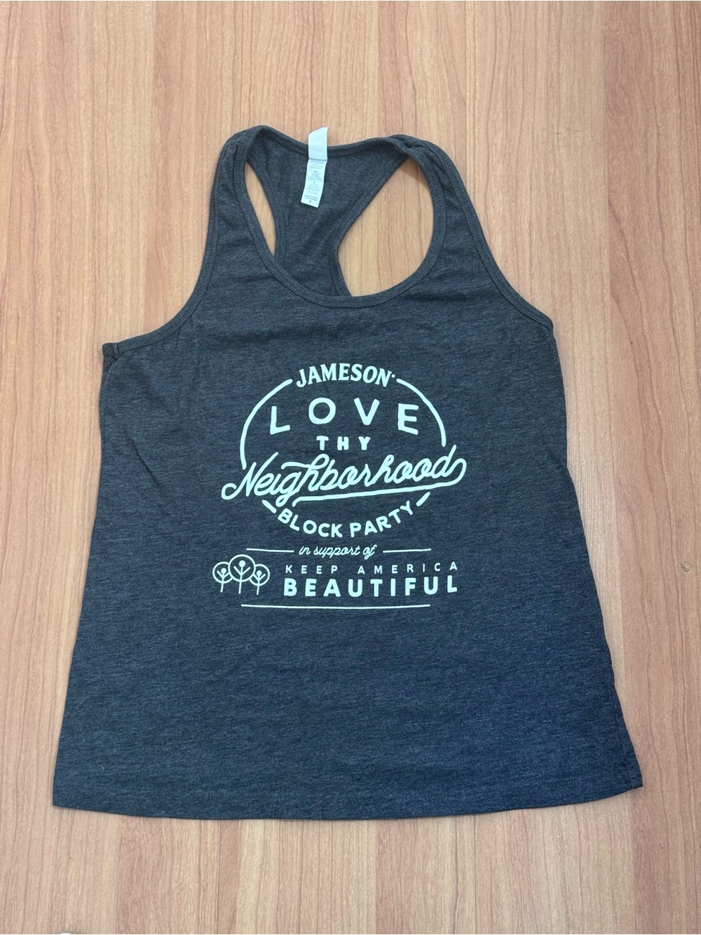 Jameson Love Thy Neighborhood Racerback Tank Top Gray Size Small